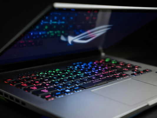 ASUS ROG Zephyrus G16 Keyboard Deck and OLED Screen Closeup